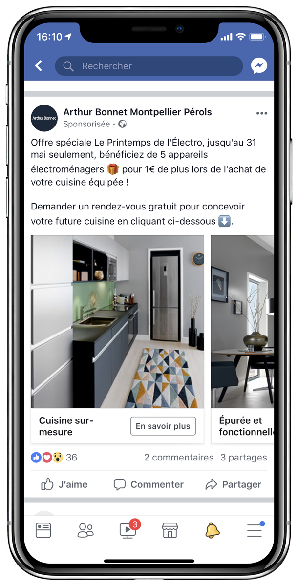 Publicité Facebook Ads pour Arthur Bonnet Montpellier