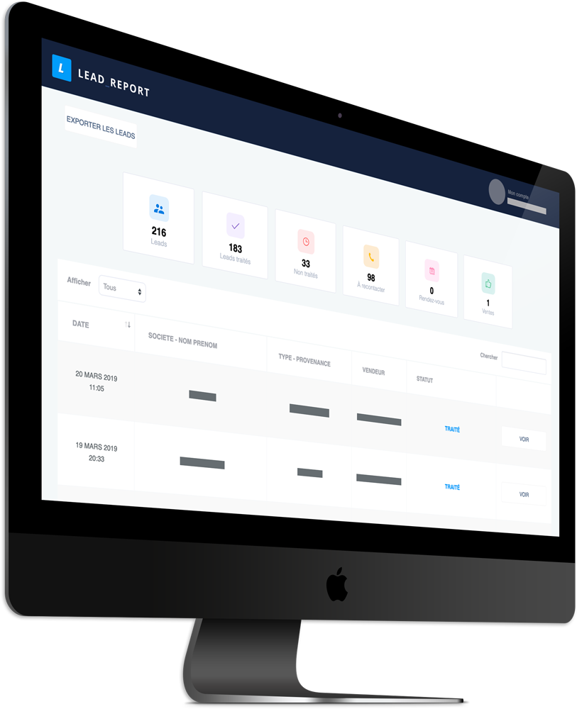 Plateforme de gestion de lead Lead Report