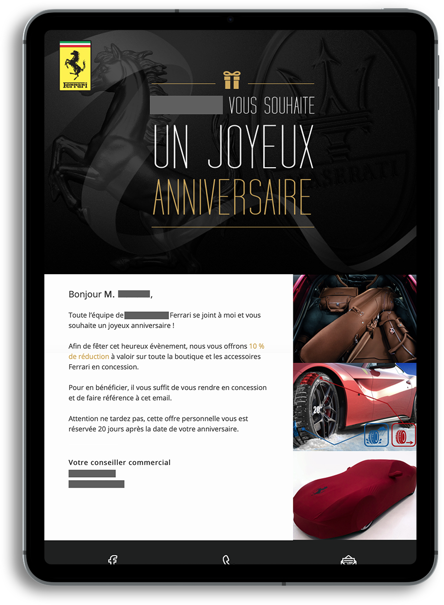 Messages automatiques générés par notre plateforme marketing