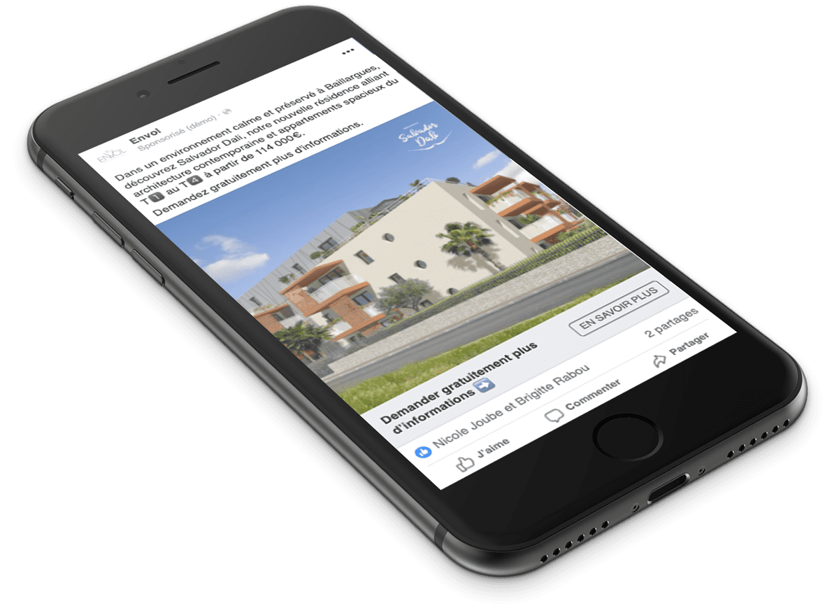 Publicité Facebook Ads Envol Immobilier